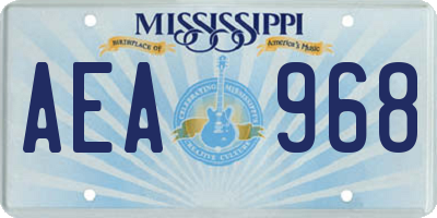 MS license plate AEA968