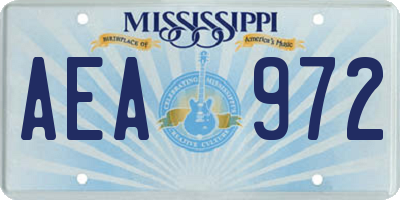 MS license plate AEA972