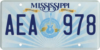 MS license plate AEA978