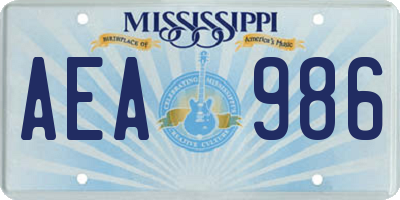 MS license plate AEA986