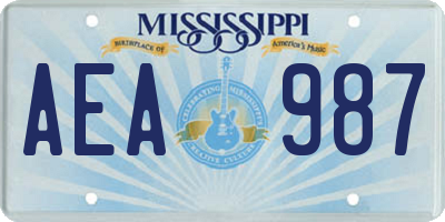 MS license plate AEA987