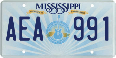 MS license plate AEA991