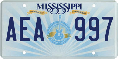 MS license plate AEA997