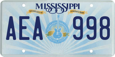 MS license plate AEA998