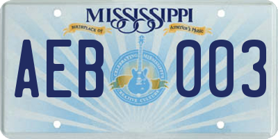 MS license plate AEB003