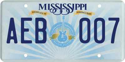 MS license plate AEB007