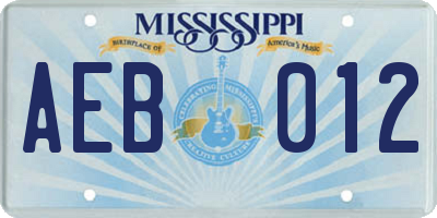 MS license plate AEB012