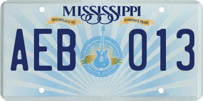 MS license plate AEB013
