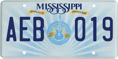 MS license plate AEB019