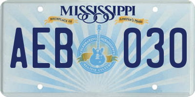 MS license plate AEB030