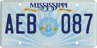 MS license plate AEB087