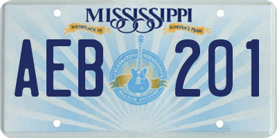 MS license plate AEB201