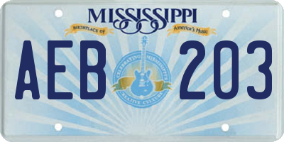 MS license plate AEB203