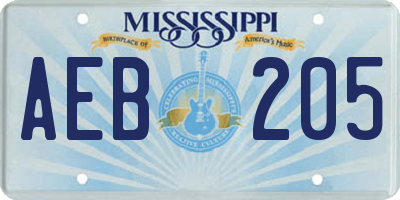 MS license plate AEB205