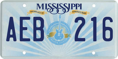 MS license plate AEB216