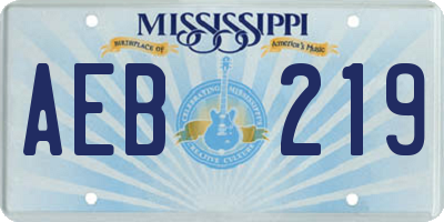 MS license plate AEB219