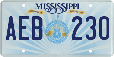 MS license plate AEB230