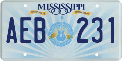 MS license plate AEB231
