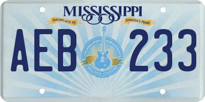 MS license plate AEB233