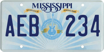 MS license plate AEB234