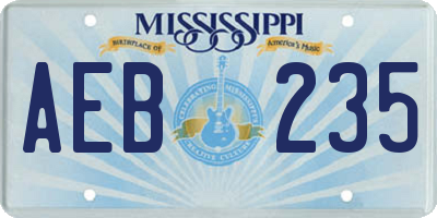 MS license plate AEB235
