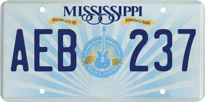 MS license plate AEB237
