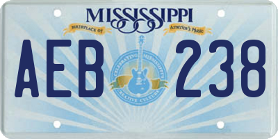 MS license plate AEB238
