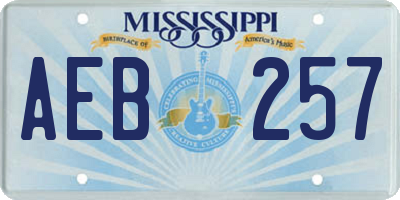 MS license plate AEB257