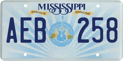 MS license plate AEB258
