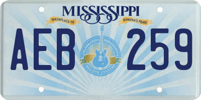 MS license plate AEB259