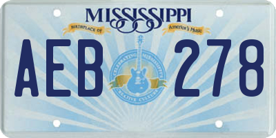 MS license plate AEB278