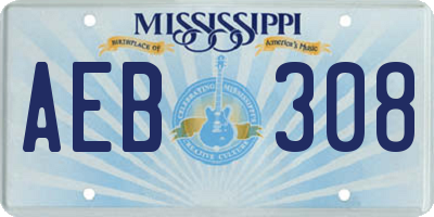 MS license plate AEB308
