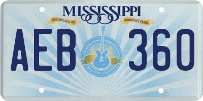 MS license plate AEB360