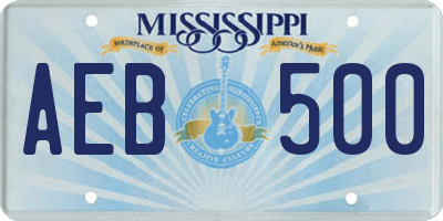 MS license plate AEB500