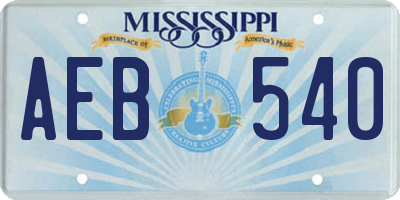 MS license plate AEB540