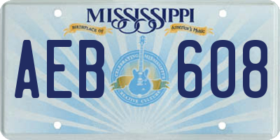 MS license plate AEB608