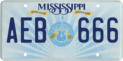 MS license plate AEB666