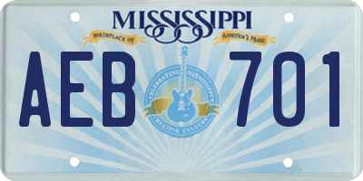 MS license plate AEB701