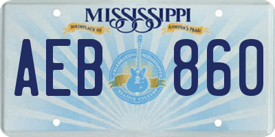 MS license plate AEB860