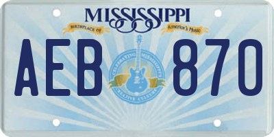 MS license plate AEB870