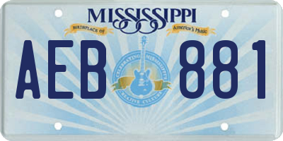 MS license plate AEB881