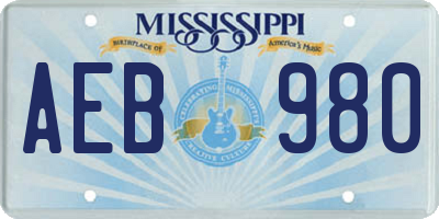 MS license plate AEB980