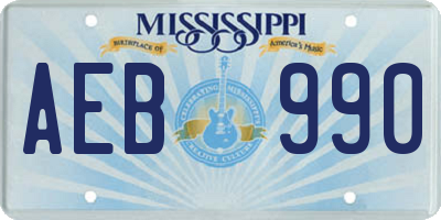 MS license plate AEB990