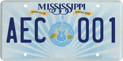 MS license plate AEC001