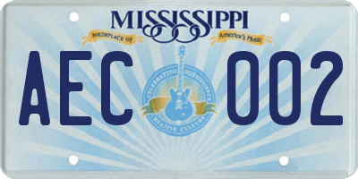 MS license plate AEC002