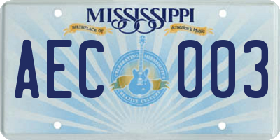 MS license plate AEC003