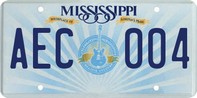 MS license plate AEC004