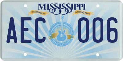 MS license plate AEC006
