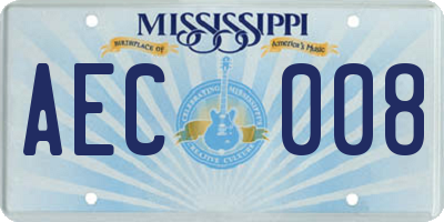 MS license plate AEC008