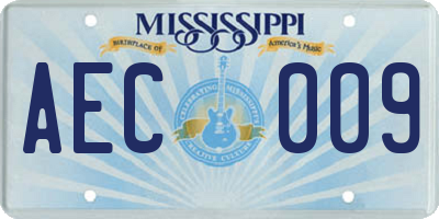 MS license plate AEC009